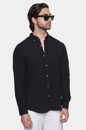 The Luxury Linen Shirt (Jet Black) Bright Moons