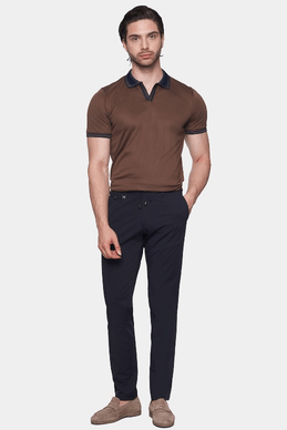 TheMercerized Cotton Open Polo (Chocolate) Bright Moons