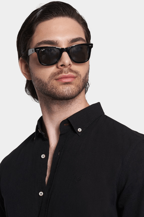 The Luxury Linen Shirt (Jet Black) Bright Moons