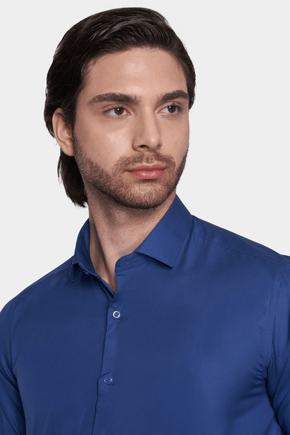 Premium Cotton  Dress Shirt (Royal) Bright Moons