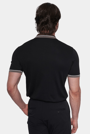 The Mercerized Cotton Polo (Black & Brown Accent) Bright Moons