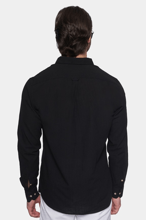 The Luxury Linen Shirt (Jet Black) Bright Moons