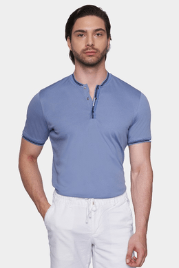 Mercerized cotton polo (Powder Blue) Bright Moons