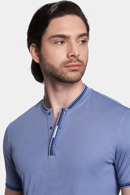 Mercerized cotton polo (Powder Blue) Bright Moons
