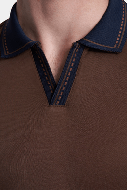 TheMercerized Cotton Open Polo (Chocolate) Bright Moons