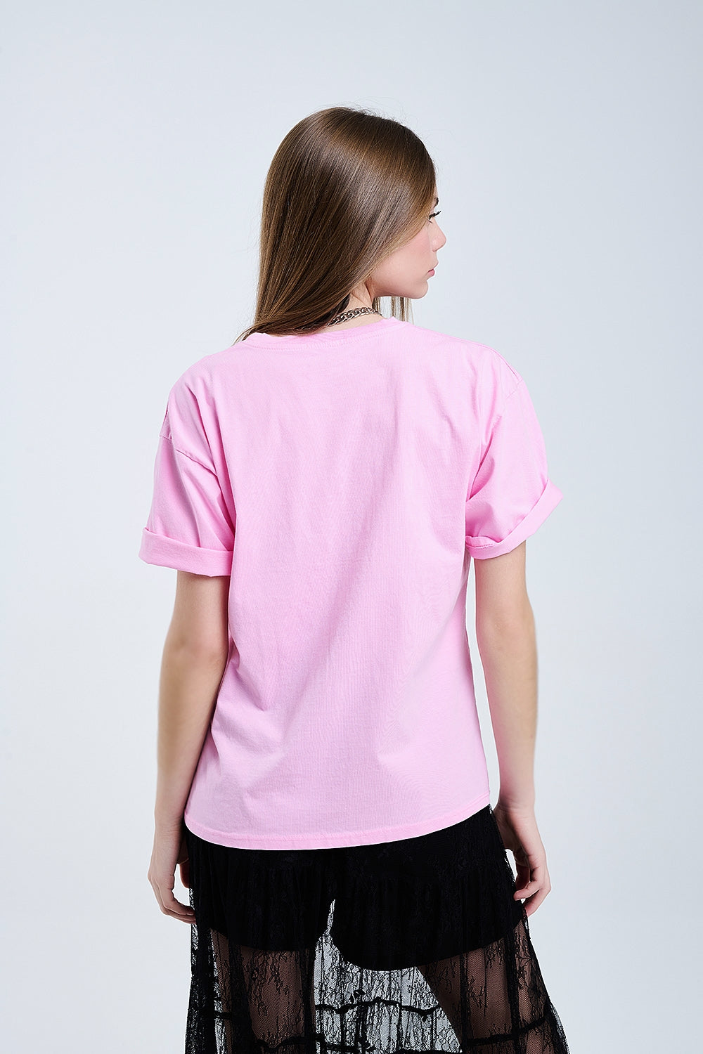 Pink Rebel Graphic Tee with Leopard Print Tongue Q2store