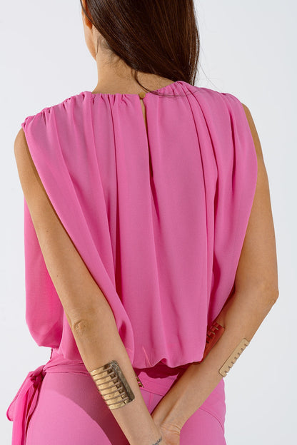 Pink Top With Ruche Design Q2store