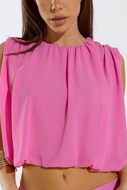 Pink Top With Ruche Design Q2store