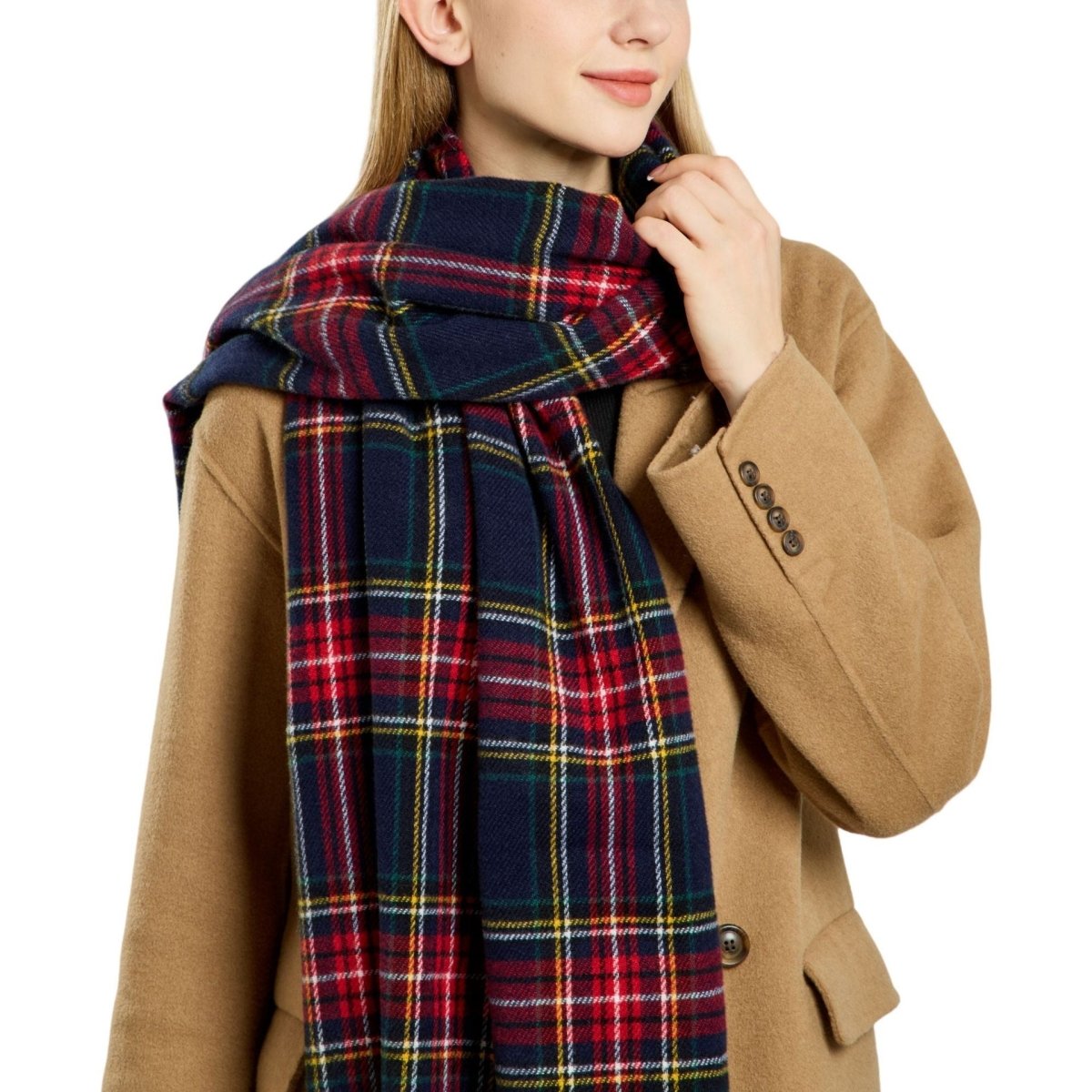 Plaid Fringe Scarf Faux Wool Warm Winter Fashion Accessory (MAC332) Mariam's Collection