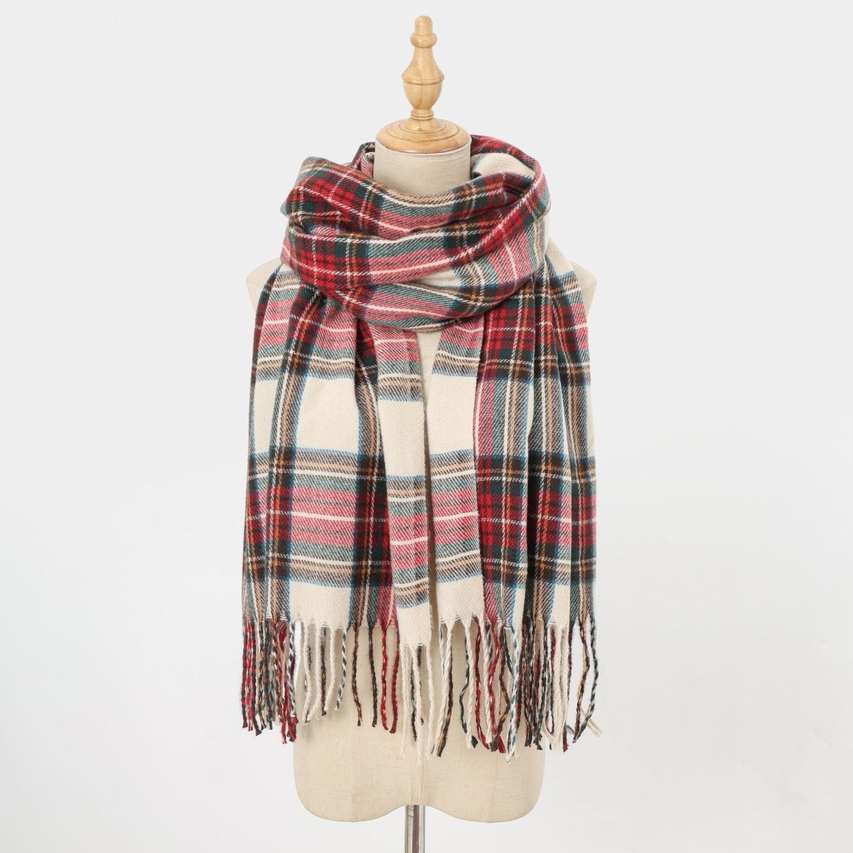 Plaid Fringe Scarf Faux Wool Warm Winter Fashion Accessory (MAC332) Mariam's Collection