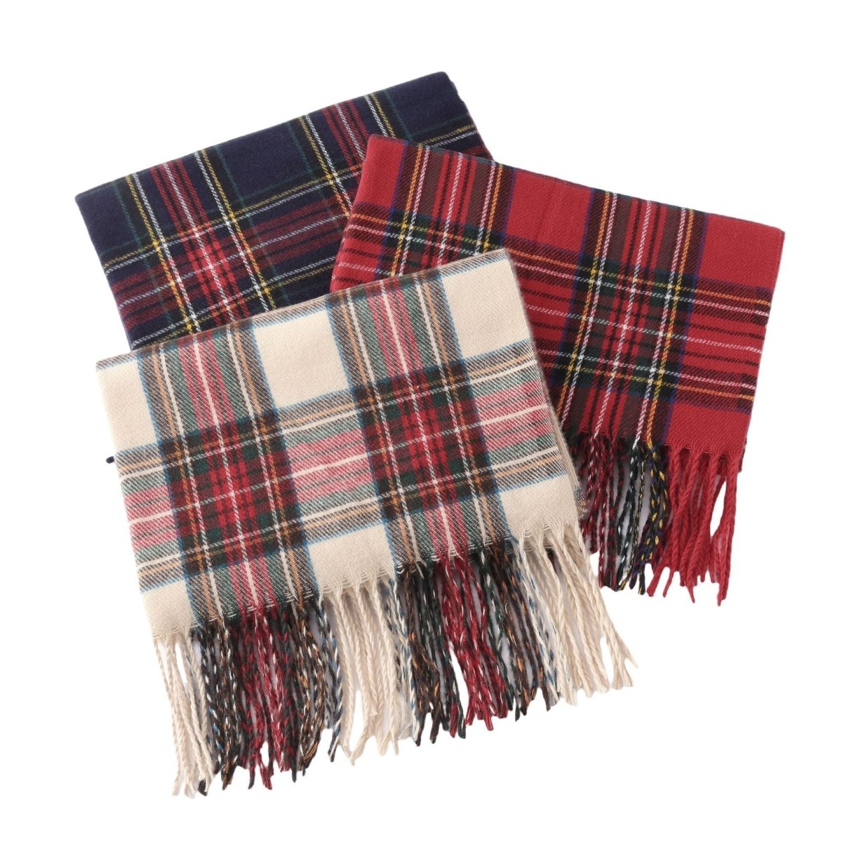 Plaid Fringe Scarf Faux Wool Warm Winter Fashion Accessory (MAC332) Mariam's Collection