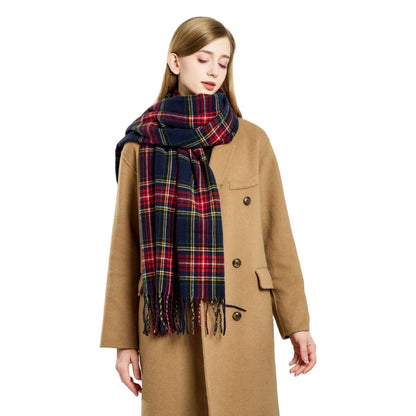 Plaid Fringe Scarf Faux Wool Warm Winter Fashion Accessory (MAC332) Mariam's Collection