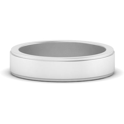 Simple Flat Wedding Band 4MM Fascinating Diamonds