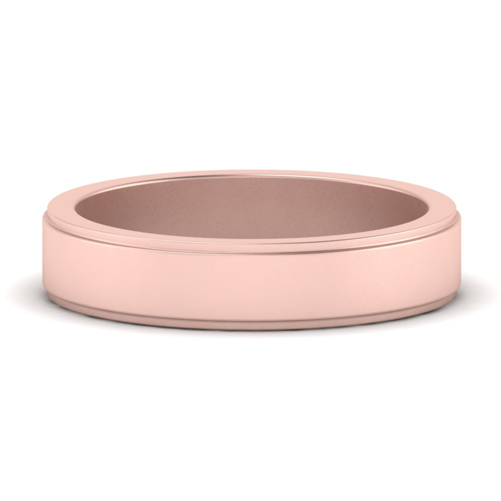 Simple Flat Wedding Band 4MM Fascinating Diamonds