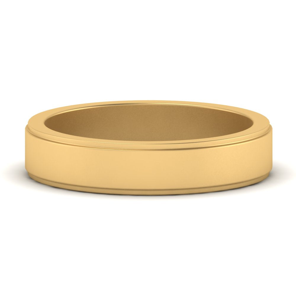 Simple Flat Wedding Band 4MM Fascinating Diamonds