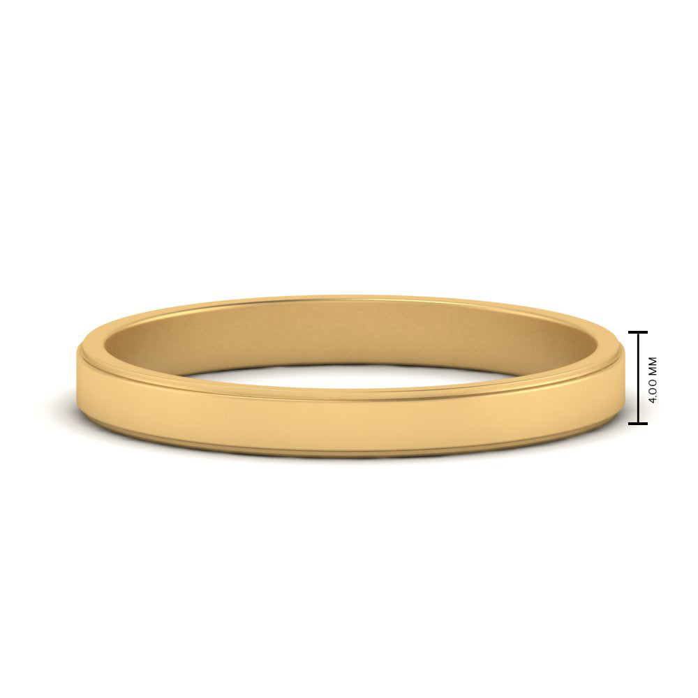 Simple Flat Wedding Band 4MM Fascinating Diamonds