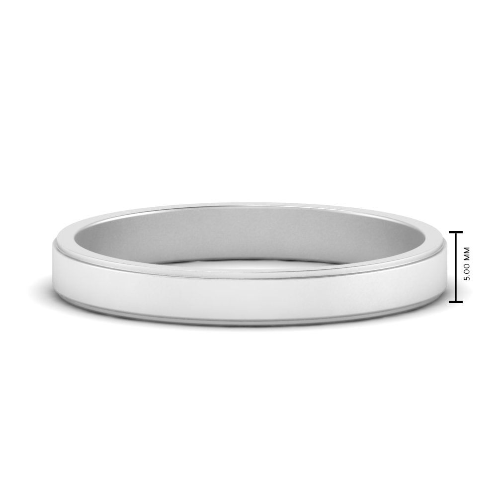 Simple Flat Wedding Band 4MM Fascinating Diamonds