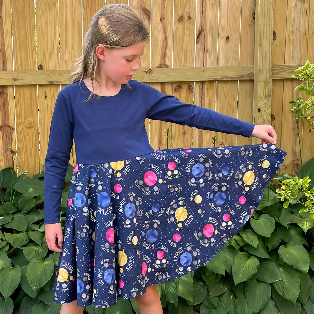 "Night Lights" Planets and Moons Super Twirler Dress with Pockets Princess Awesome & Boy Wonder