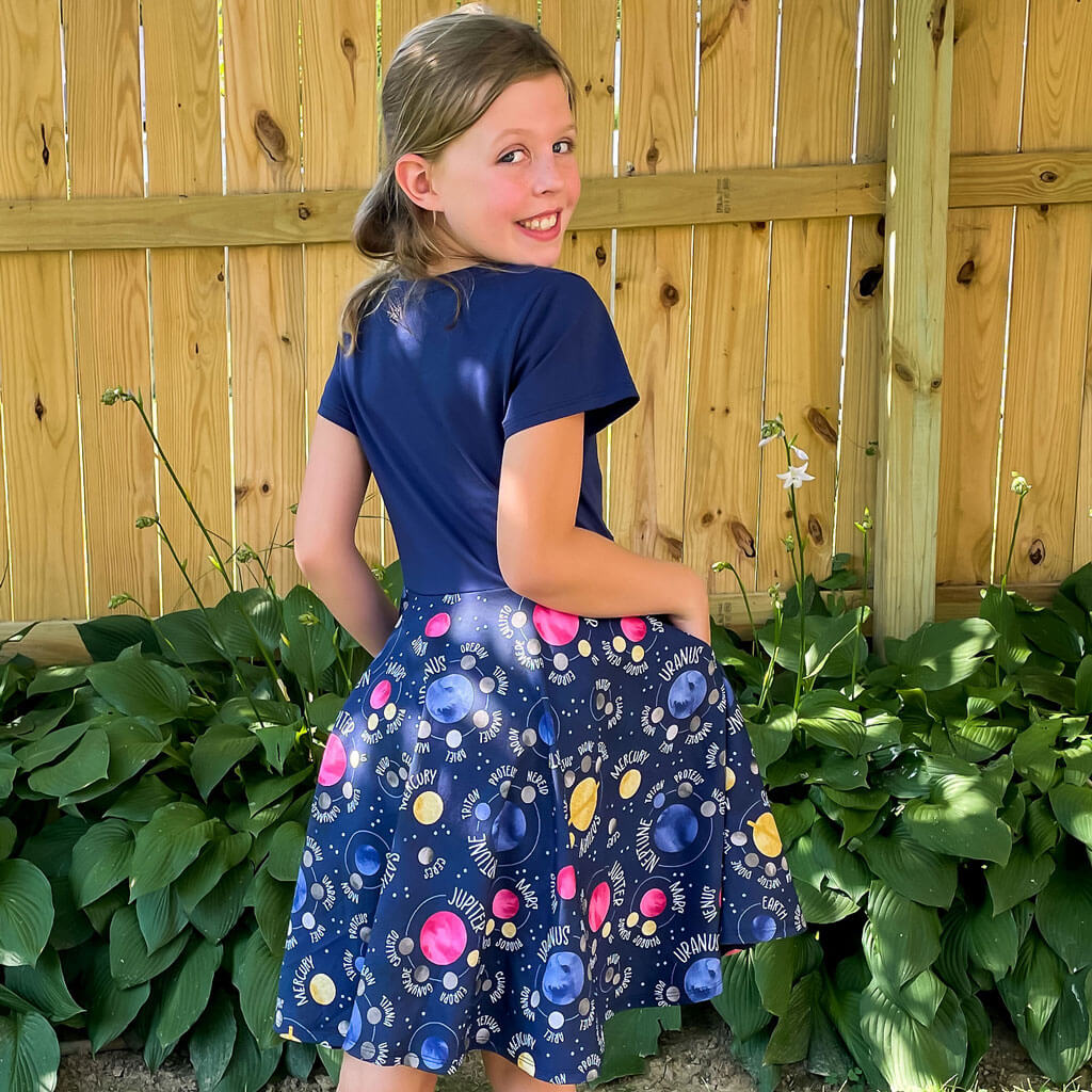 "Night Lights" Planets and Moons Super Twirler Dress with Pockets Princess Awesome & Boy Wonder