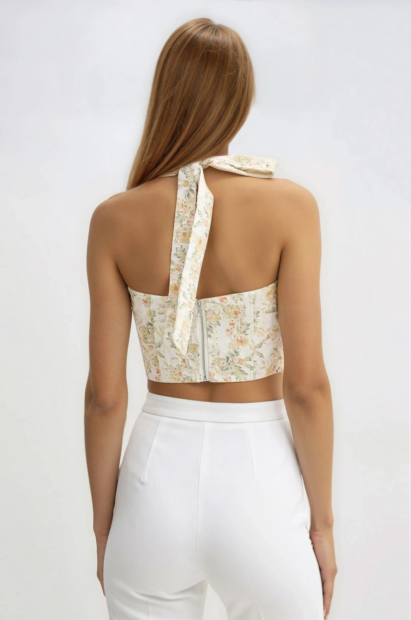 Pollie Halter Corset Top – Yellow Floral XO, Tina