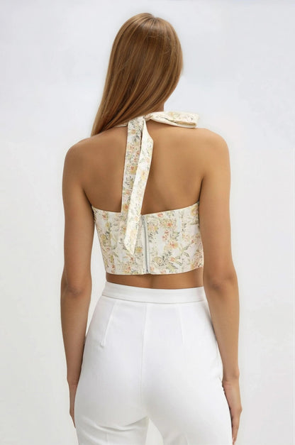Pollie Halter Corset Top – Yellow Floral XO, Tina