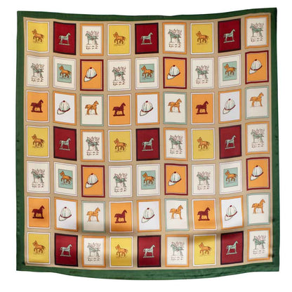 Pony Club - Stylized Equestrian Scarf in Hunter Green, Wine & Amber Urban-Equestrian