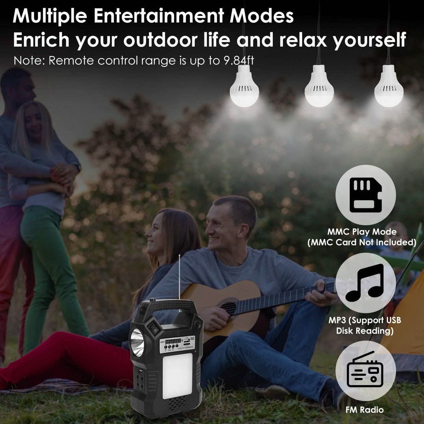 Portable Solar Power Station with Flashlight and 3 Lighting Bulbs DailySale