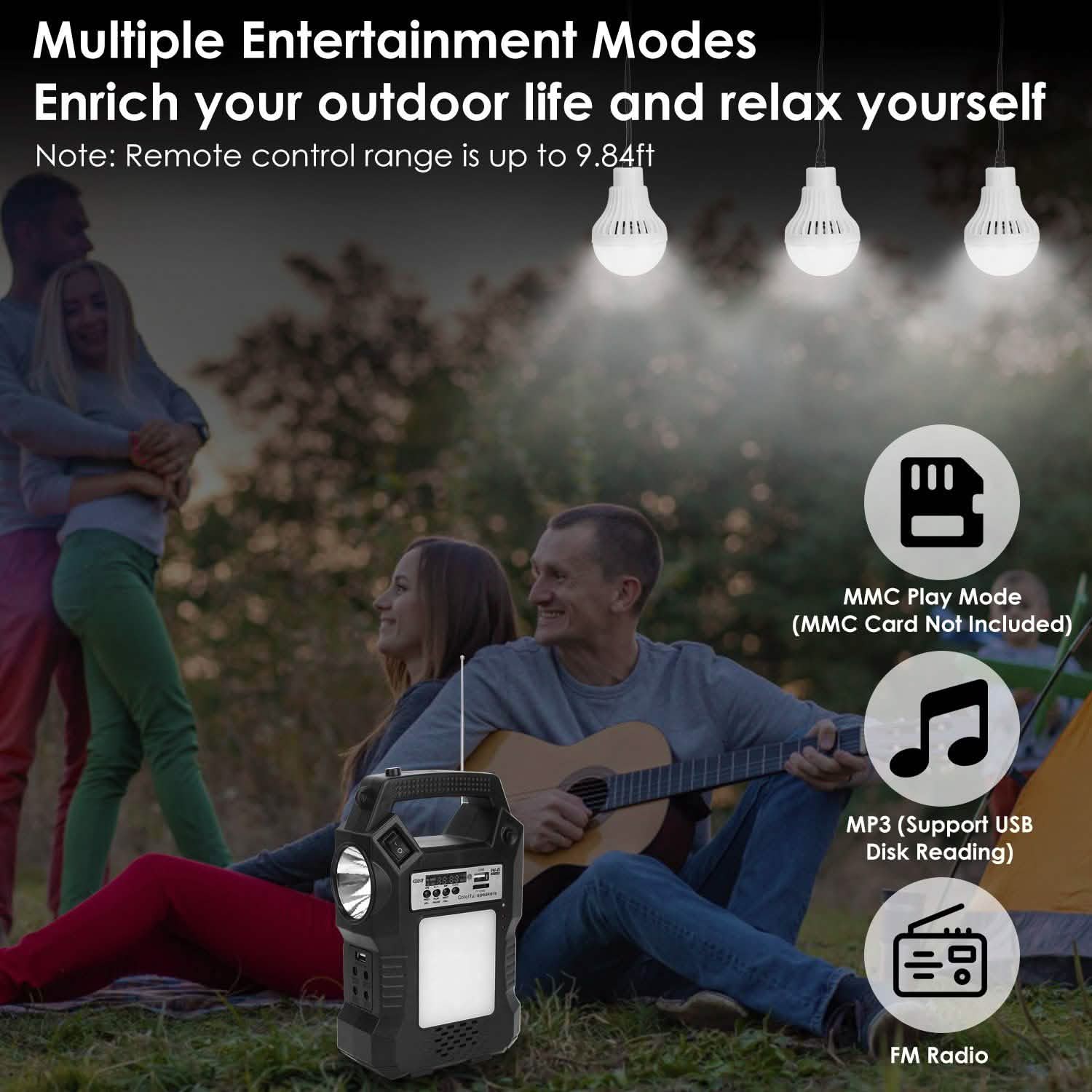 Portable Solar Power Station with Flashlight and 3 Lighting Bulbs DailySale