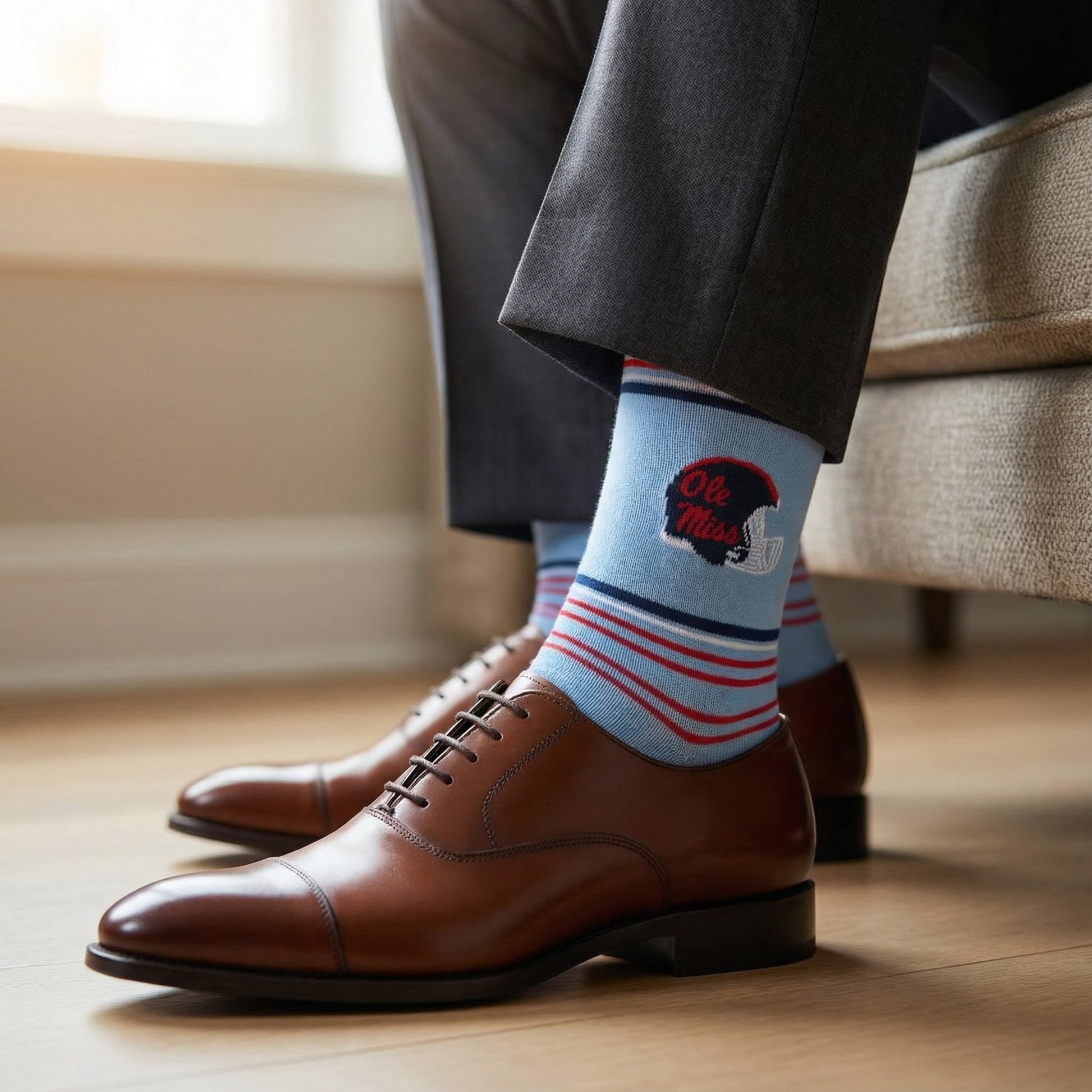 Powder Ole Miss Helmet Dress Socks DeadSoxy