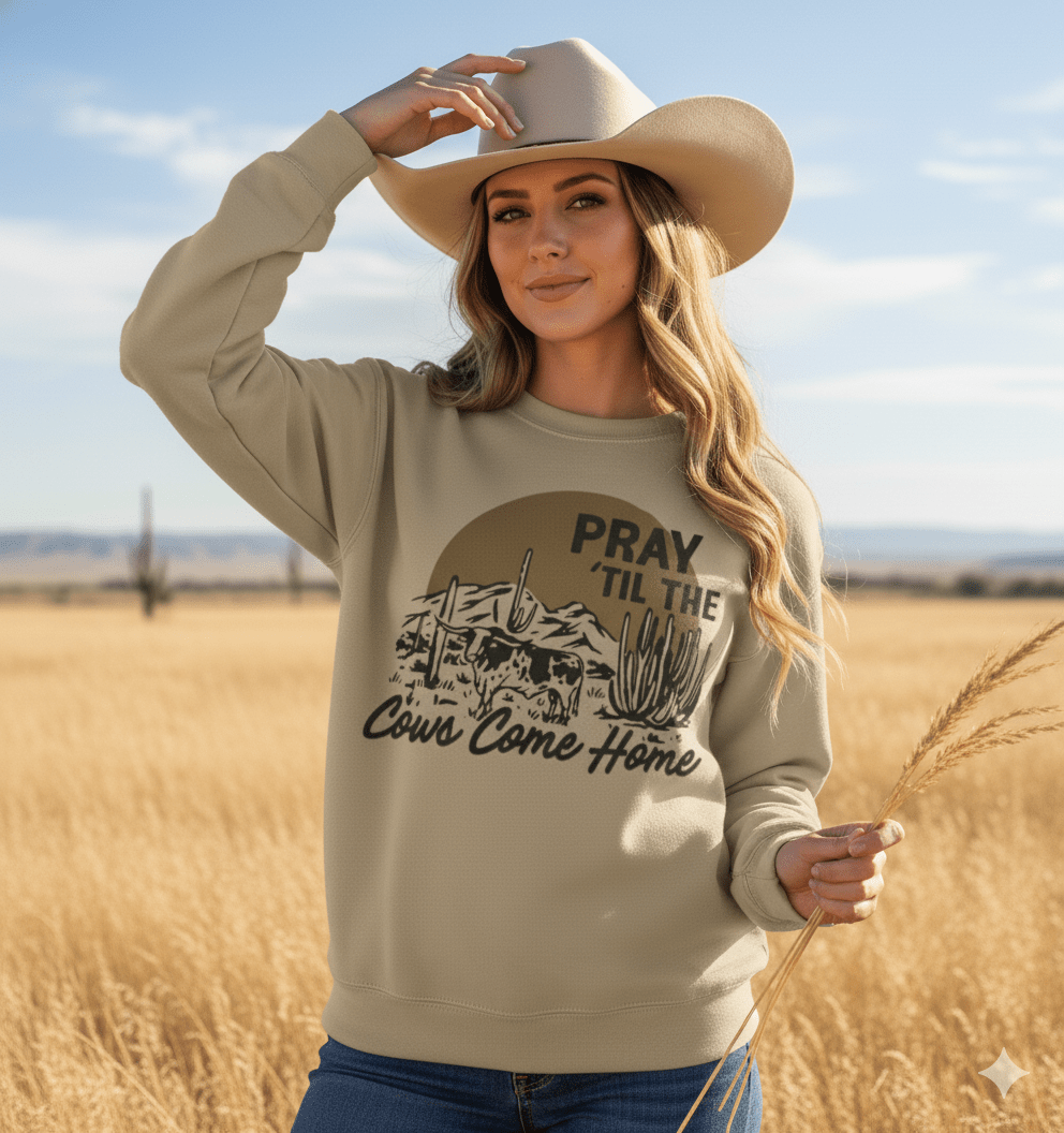 Pray Til The Cows Come Home Graphic Sweatshirt Wild Junkie