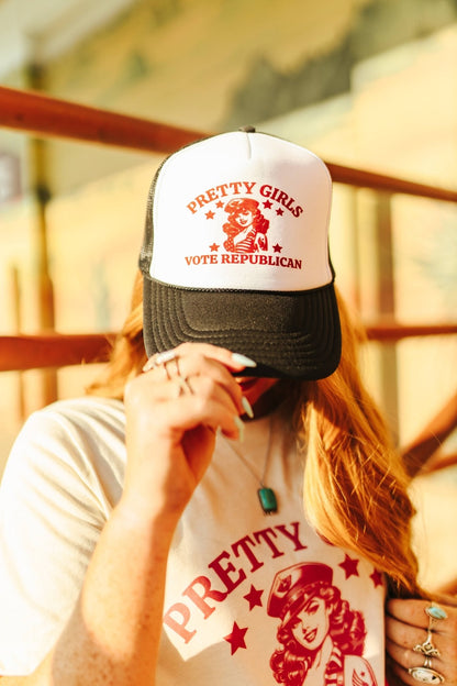 Pretty Girls Vote Republican Trucker Hat Wild Junkie