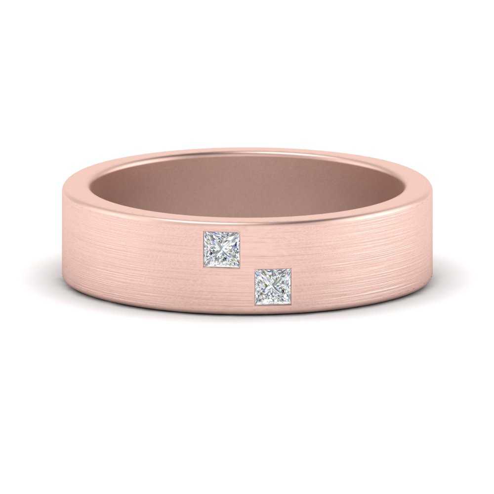 Princess Cut Brush Finish Band Fascinating Diamonds