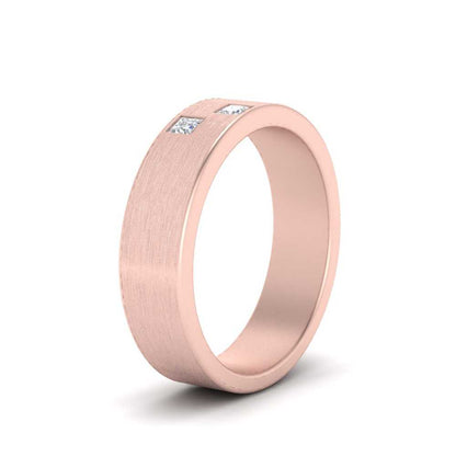 Princess Cut Brush Finish Band Fascinating Diamonds