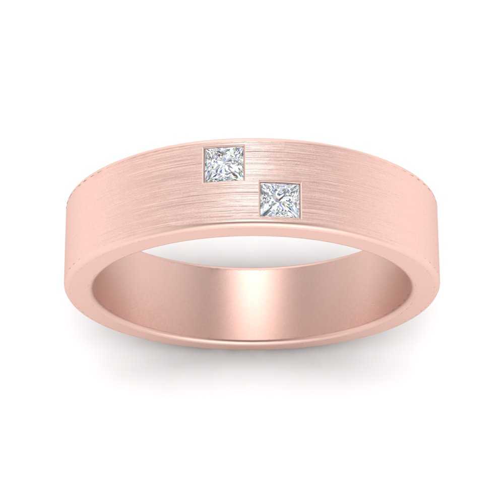 Princess Cut Brush Finish Band Fascinating Diamonds