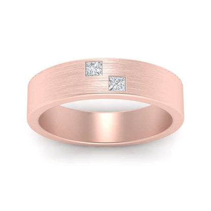 Princess Cut Brush Finish Band Fascinating Diamonds