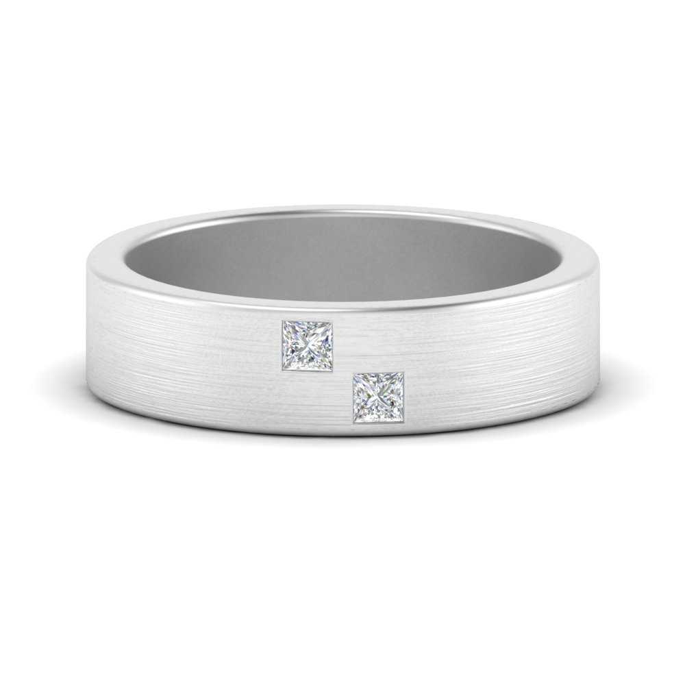 Princess Cut Brush Finish Band Fascinating Diamonds