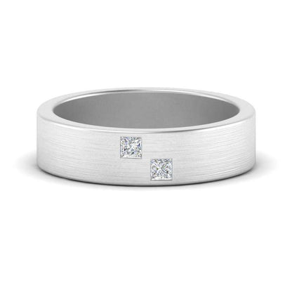 Princess Cut Brush Finish Band Fascinating Diamonds