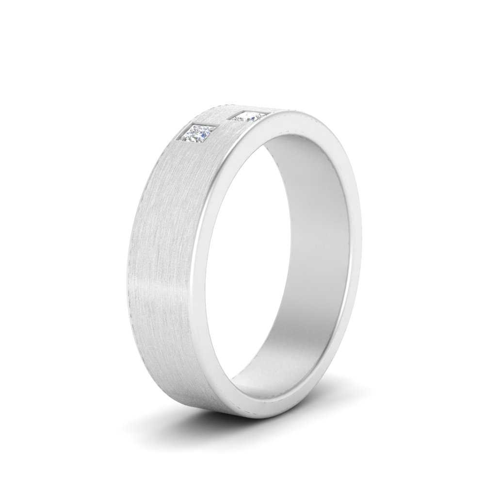 Princess Cut Brush Finish Band Fascinating Diamonds