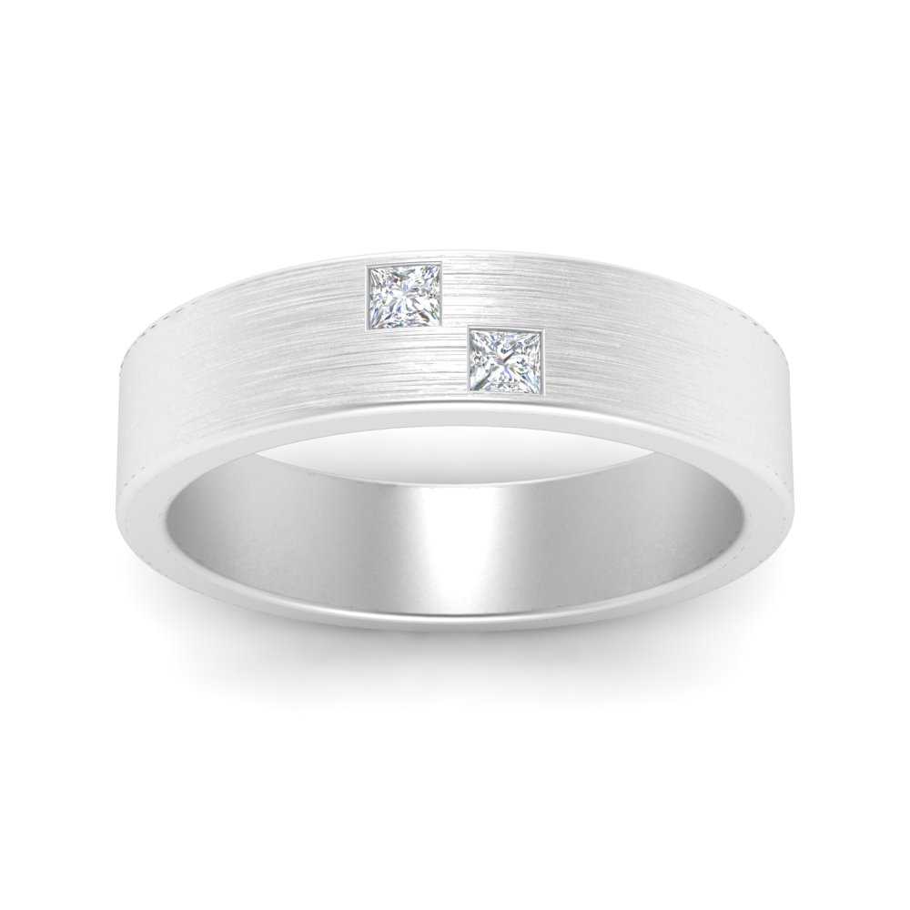 Princess Cut Brush Finish Band Fascinating Diamonds