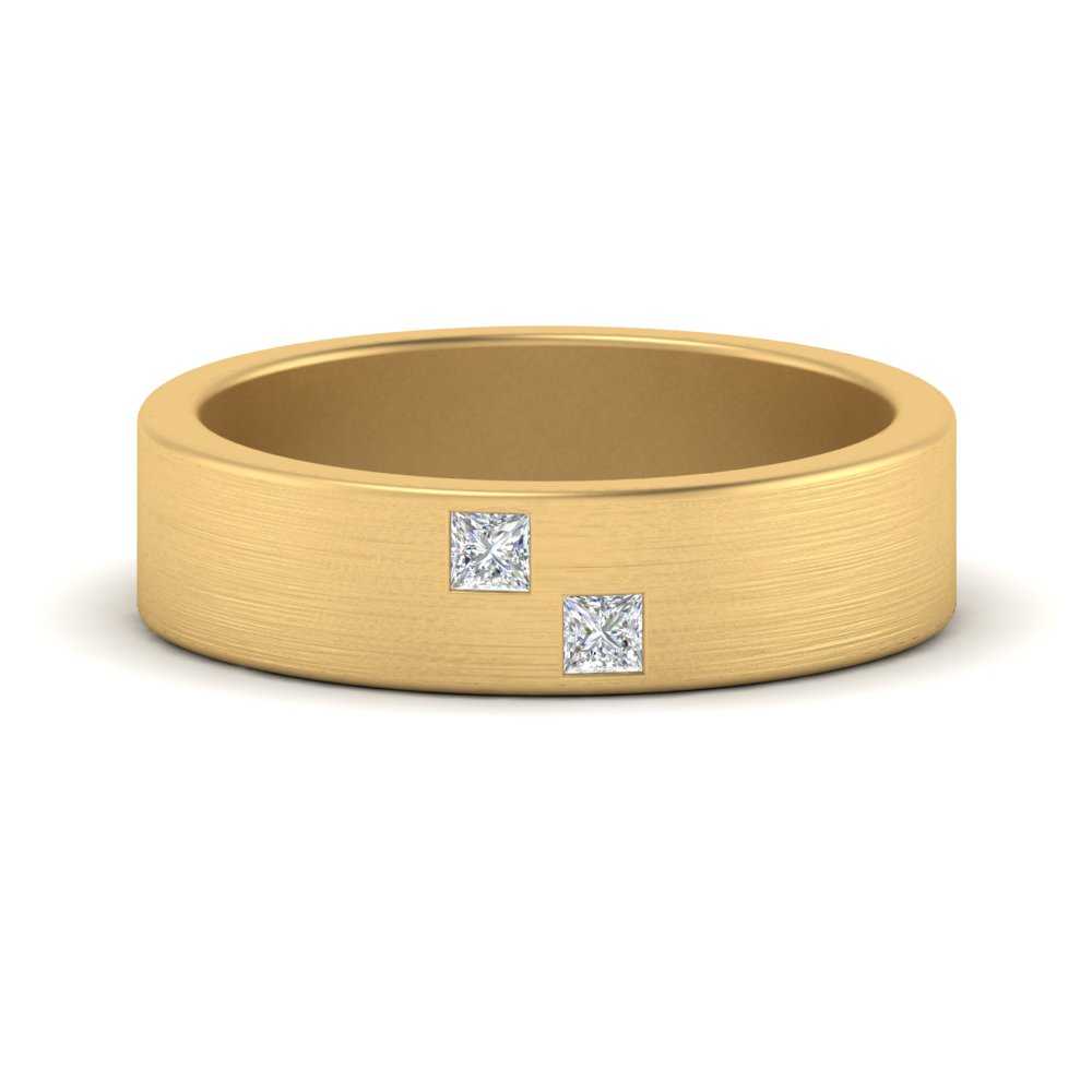 Princess Cut Brush Finish Band Fascinating Diamonds