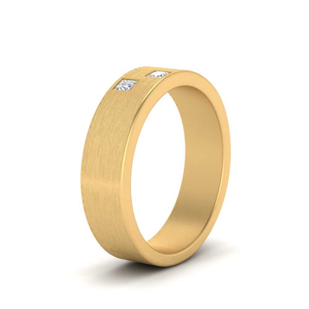 Princess Cut Brush Finish Band Fascinating Diamonds