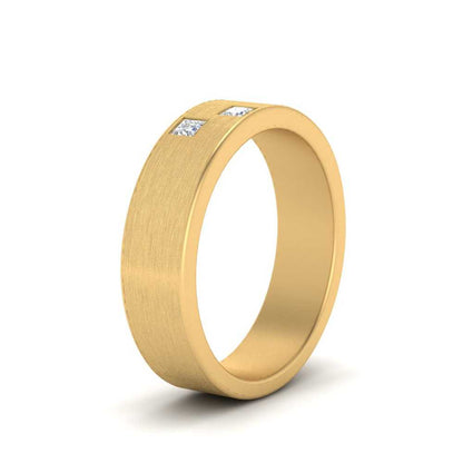 Princess Cut Brush Finish Band Fascinating Diamonds