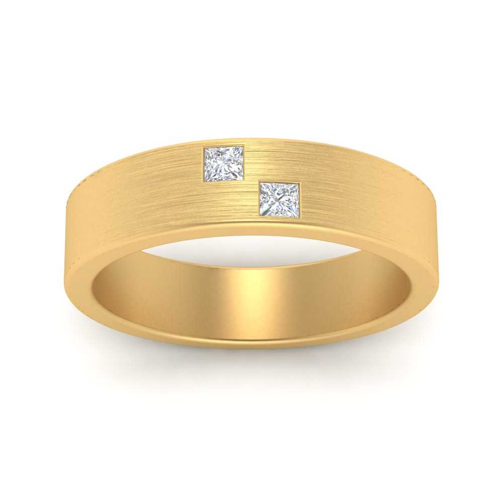 Princess Cut Brush Finish Band Fascinating Diamonds