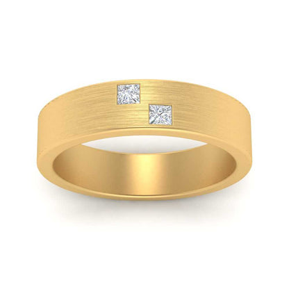 Princess Cut Brush Finish Band Fascinating Diamonds