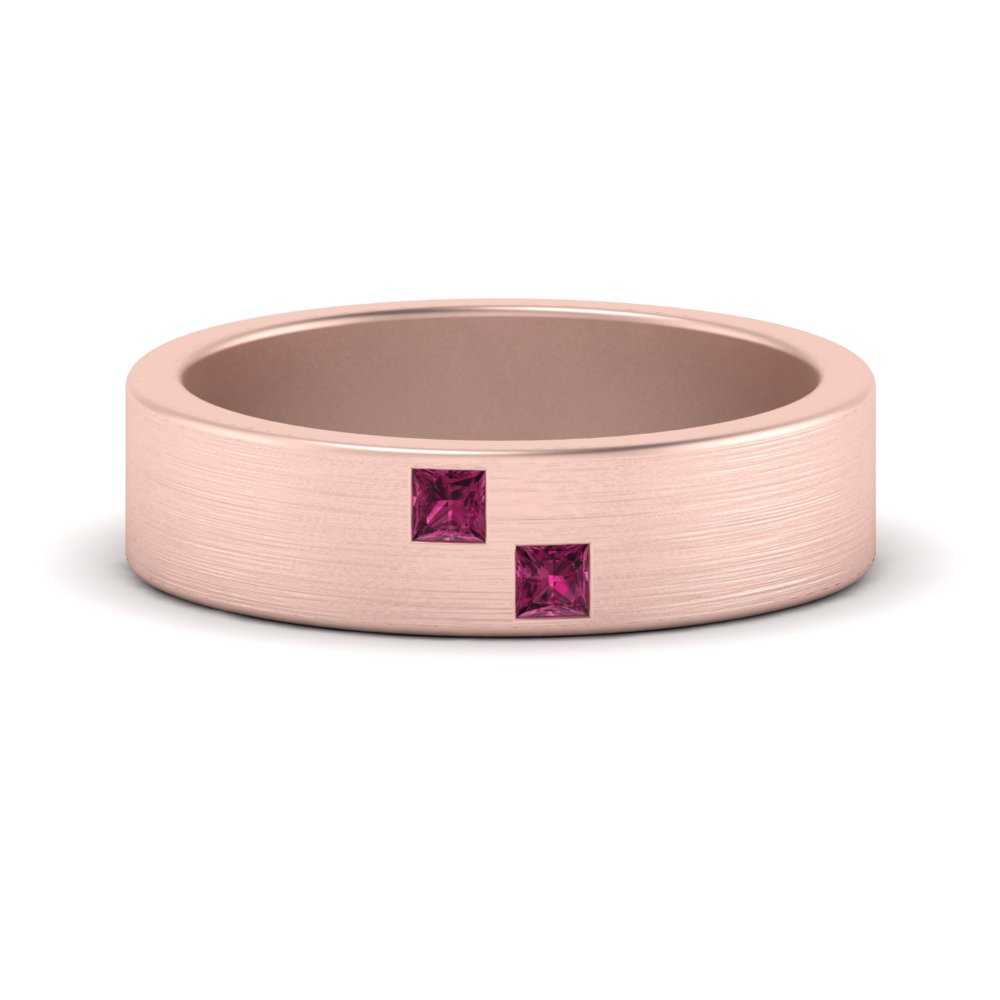 Princess Cut Brush Finish Band Fascinating Diamonds