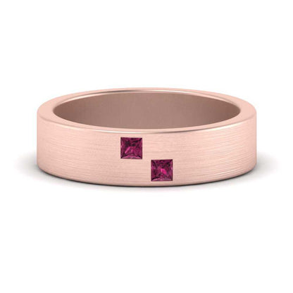 Princess Cut Brush Finish Band Fascinating Diamonds