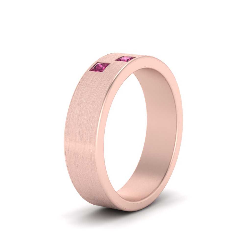 Princess Cut Brush Finish Band Fascinating Diamonds