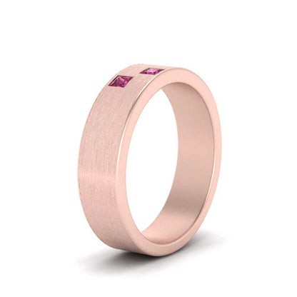 Princess Cut Brush Finish Band Fascinating Diamonds