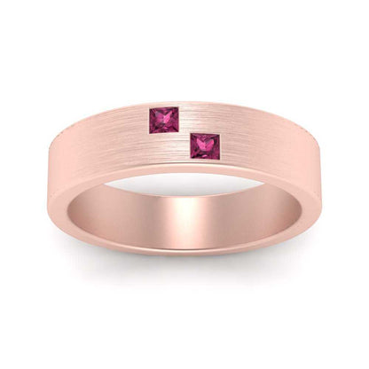 Princess Cut Brush Finish Band Fascinating Diamonds