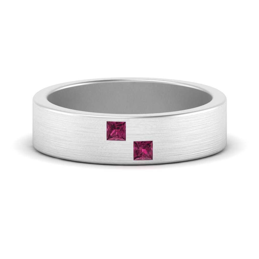 Princess Cut Brush Finish Band Fascinating Diamonds